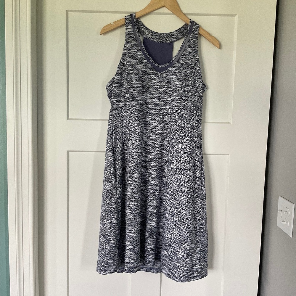 Women’s MPG Athletic Sporty Dress Purple Black w/Pockets Knee Length Racerback